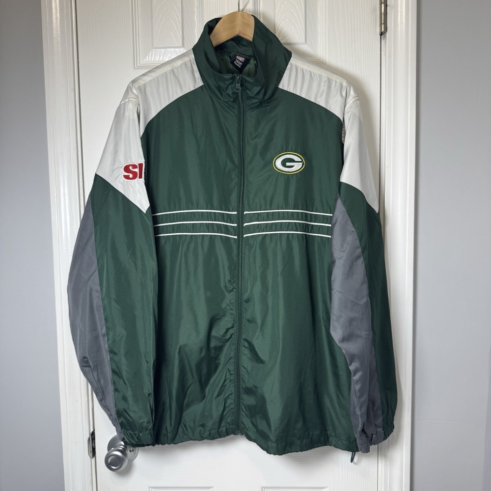 Green Bay Packers NFL Reebok Team Apparel Windbreaker Jacket Men's X-Large XL SI